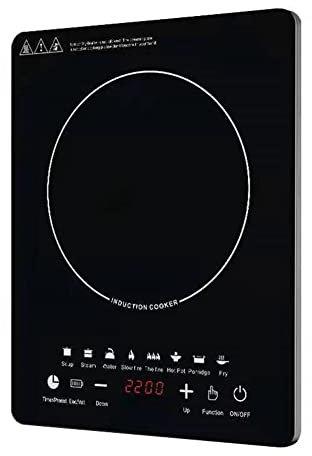 Pesderty Piano Cottura Portatile Un Induzione 8Temp Touch Bruciatore Fornello Bruciatore da Appoggio Piastra Riscaldante Un Induzione Sensore Un Basso Rumore 2200 W Spina Europea