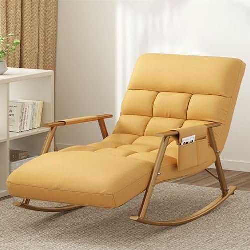 Ergonomische Chaiselongue für den Innen- und Außenbereich, gelber Liegestuhl mit Kissenunterstützung, 200 kg Kapazität, perfekt für Terrasse, Garten, Strand und Pool Entspannung