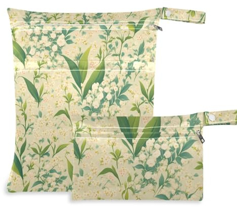 White Campanula Flowers Fresh Style prop1 Swim Suit Bags 2 Pack Diaper Bag Essential Items with Handles for Yoga