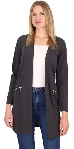 Malito – Långärmad ledig kavaj för kvinnor – öppen elegant stretchkavaj – mjuk och figurspelande – business longblazer 6041, Mörkgrå, XL