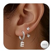 2 Pairs Initial Letter Hypoallergenic Hoop Earrings for Women Girls