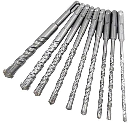 Jeu de 9 forets à percussion SDS Plus, diamètre 5-16 mm, pointe carbure for béton, brique, ciment et pierre