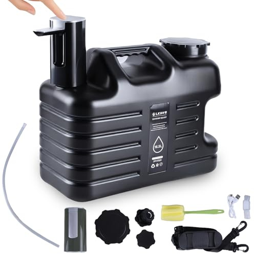 Portable 5 Gallon Water Container with Automatic Touch Control Pump, Camping Water Containers, Type-C Rechargeable Black Water Pump Gear for Outdoors Camping Hiking
