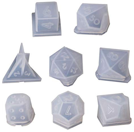 Moldes de dados de 8 formas para fundición de resina estándar de juego de filete cuadrado para moldes de dados triangulares, moldes digitales, moldes de resina epoxi, grandes