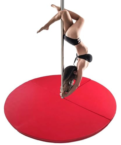 Generisch Pole-Dance-Matte, Faltbare Fallschutzmatte für Pole Dance – 200 cm rundes Pad, 3/5/10 cm Dicker EPE-Schaum, Sicherheitspolsterung für Aerial Dance für Anfänger, rote Fallschutzmatte (78,7 x