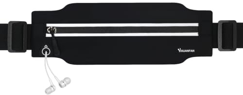 Running Belt for Men & Women, Slim Waist Pack with Phone Holder, No Bounce Running Pouch, Water Resistant Reflective Running Belt, Adjustable Fitness Money Belt Fits All Smartphones