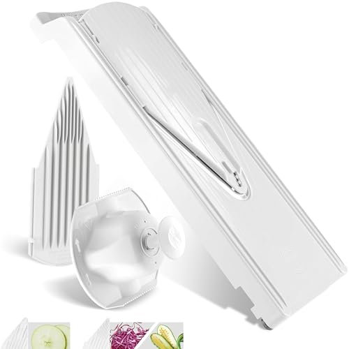Börner Affettaverdure V3 (Set Base) • Mandolina a V per Fette in 3 Spessori • Tagliaverdure Regolabile per Verdure & Frutta • Con Piedini in Gomma & Lama in Acciaio Inox a V • Bianco