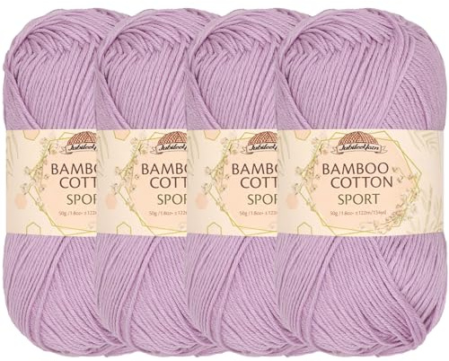 JubileeGarn Bambu bomull sport 4 lager garn – 50 g/skein – syrener – 4 hudiner