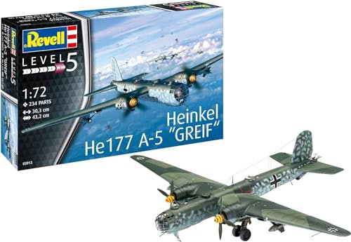 Revell Heinkel HE177 A-5 Greif Modellbausatz im Maßstab 1: 72 Level 5; Orginalgetreue Nachbildung mit vielen Details 03913