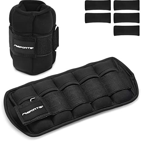 MSPORTS Gewichtsmanschetten -einstellbar- Paar bis 3,5 kg Fuß- und Hand-Gewichte inkl. Übungsposter