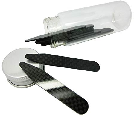 Lary Real Carbon Fiber Collar Stays 10 Pcs Set in Glass Bottle (2.2“-6pcs with 2.5“-4pcs)