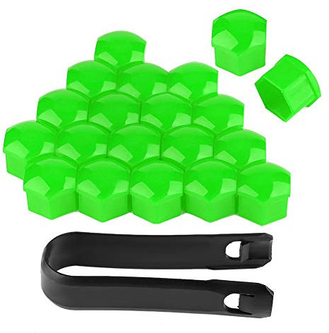 Aramox Wheel Nut Rim Cover Tyre Screw Cap 20Pcs Decor 17mm Nut Car Wheel Auto Hub Screw Anti-theft Cover Cap Lug Rustproof Wheel Nut Green