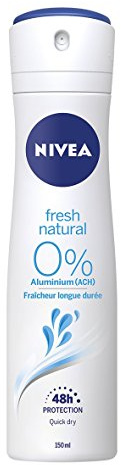 NIVEA Atomiseur Fresh Natural 0% (1 x 150 ml),déodorant femme efficacité 48 hrs, anti transpirant aisselles fraîcheur longue durée, antiperspirant sans aluminium-la couverture de l'article peut varier