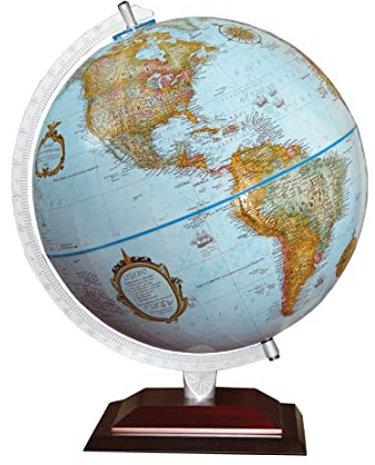Replogle Aragon Globe, 12 Desktop World Globe, Raised Relief, Up-to-date Cartography, Smart Intelli-enabled World Map, Made in the USA, Blue