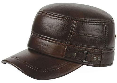 DongBao Herren Leder Army Kappe Baseballmütze Erwachsenen Mütze Mode Schirmmütze Vintage Militär Mütze Baseball Cap Kappe