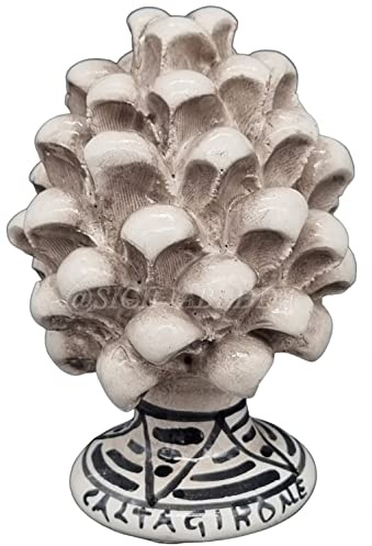 sicilia bedda - Pigna Siciliana in Ceramica di Caltagirone - Piede Decorato - 100% Artigianato Siciliano (Altezza 12 Centimetri, Fumè)