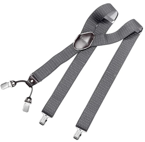 DonDon Hosenträger Herren extra stark 3,5 cm Hosenträger Herren breit mit brauem Leder in Y-Form lang - Starke Clips passend für Anzug Jeans Chinos Vintage Rockabilly Suspenders