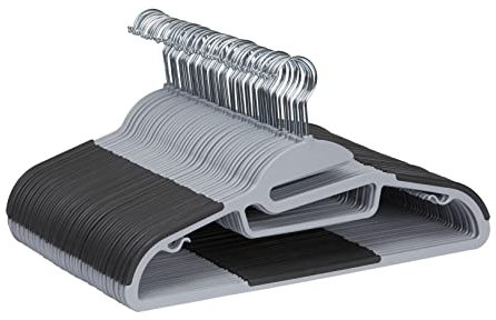 Amazon Basics Kunststoffbügel, gummibeschichtet, 50 Stück, Grau