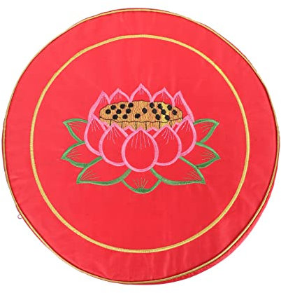 Happyyami 1stück Meditationskissen Mit Lotusdruck Rundes Komfortables Kniefutter Für Zuhause Für Yoga Gebet Und Meditation Langlebig Und Pflegeleicht Rotes Design Für Stilvolle