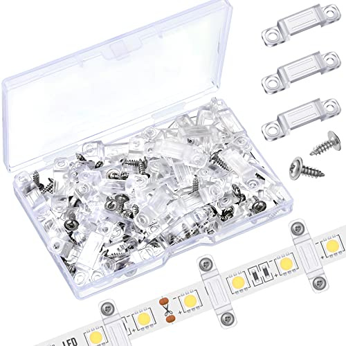 Qunclay 300 Pcs LED Light Strip Clips Clear Strip Light Mounting Brackets LED Holder Clamp Outdoor with Screws 12 mm Wide for Holidays Party Decor Ip67/68