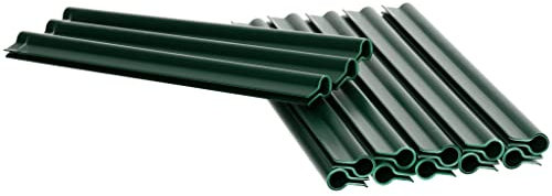 Sellon24 Klämma/klämskenor för PVC insynsskydd ränder staketskydd film dubbelstång staket staketfolie (clips längd: 19 cm, grön RAL 6005)