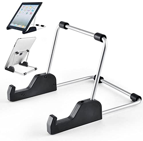 Kinizuxi Adjustable Tablet Stand for Desk,Aluminum Phone & Tablet Holder for Desk,Foldable Non-Slip Desktop Stand Compatible with iPad,iPhone,Samsung Galaxy Tab, Kindle,Display Stand, eReaders(Black)