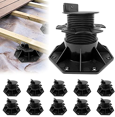 ACXIN 10 Piedini Regolabili in Altezza per Terrazze WPC, Regolabile da 60 a 140 mm