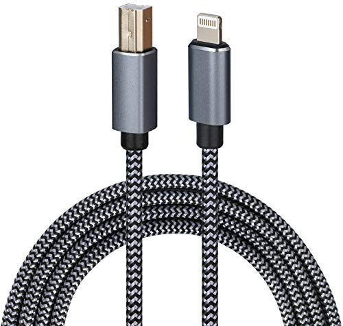 WORLDBOYU Lightning to MIDI Cable USB OTG Type B Cable for Select iPhone, iPad Models for Midi Controller, Electronic Music Instrument, Midi Keyboard, USB Microphone (20FT)