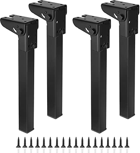 IGNPION Patas de Mesa Plegables de Hierro de 90 °, bisagra autoblocante, Patas de Soporte de Muebles de Metal, 4 Patas de Mesa de Centro de 25 cm, Patas Elevadoras de Muebles