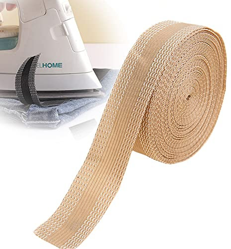 DHER 5 m cinta autoadhesiva universal sin cortar para pantalones y ropa - Cinta de planchar de dobladillo de costura de cinta pegatina (Beige)