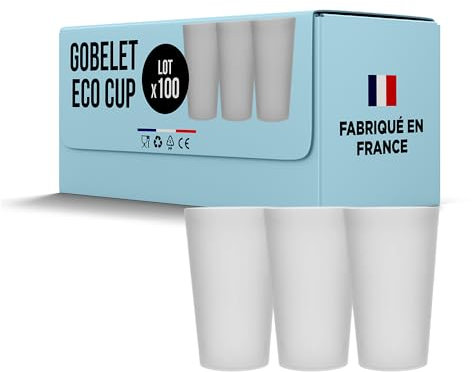 SPARKLERS CLUB Lot de 100 Gobelets Réutilisables ECOCUP 50cl (60cl ras bord) - Gobelet Réutilisable en Polypropylène,Prise en Main facile, Gobelet Eco Cup pour tout évènement