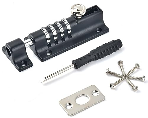 Combination Bolt Locks Combination Locking Bolt 4 Digit Sliding Lockable Padbolt 120mm Combi Bolt Door Lock Code Garden Gate Locks for Wooden Gates, Door Latch Lock for Home Gate Shed Garage