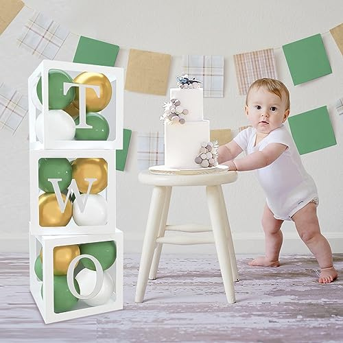 Ali's Creationz Scatole per palloncini per 2° compleanno, decorazioni per feste per ragazzo, scatole per palloncini due, decorazioni per il 2° compleanno per ragazze, 3 scatole con due lettere e