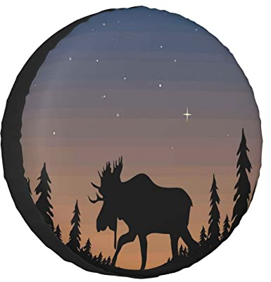 Moose Mountain Pine Tree Wilderness Printed Tire And Wheel Protector, Universal Wheelhouse Suitable For Many Vehicles