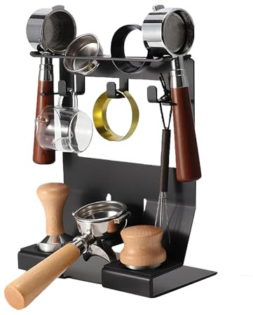 Tissting Barista Regal für Siebträger, 23 x 14 x 29 cm Eisen Kaffee Tamper Station Kaffeefilter Halter Theke Tamperstation Aufbewahrungsregal für 58mm Handle Portafilte