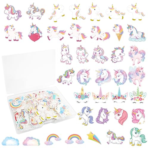80x Einhorn Tortendeko Essbar, Esspapier Cake Topper | Essbare Tortenaufleger für Mädchen Junge Geburtstag Hochzeit Baby Shower Party