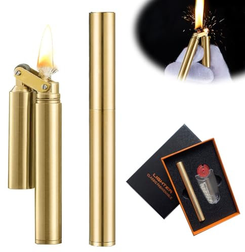 GothicBride Mechero Vintage Oro, Encendedor Mecánico con Rueda, Mecheros Recargable, Regalos más Ligeros para Hombres