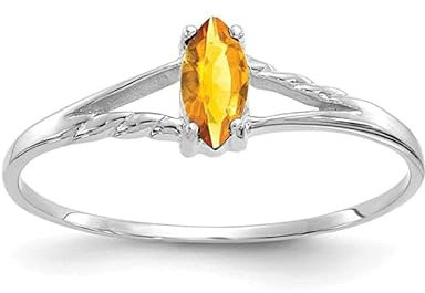 Marquise Bague empilable en argent sterling 925 avec citrine jaune 0,3 ct pour femme, cadeau pour elle (argent sterling, 8)
