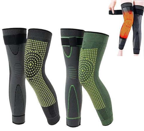Oaiyeie Radiofrequency Herbal Thermal Knee Support, Mugwort Tourmaline Acupressure Self-Heating Knee Sleeves for Women Men (Black+Green,L: 65-75kg)