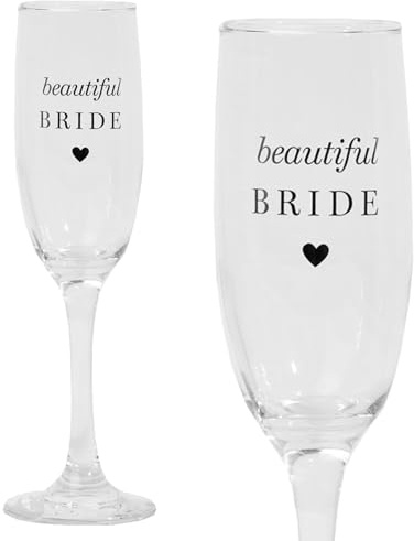 Widdle Gifts Wedding Champagne Flute Wine Glass Boxed and Elegant Design (Beautiful Bride 6977)