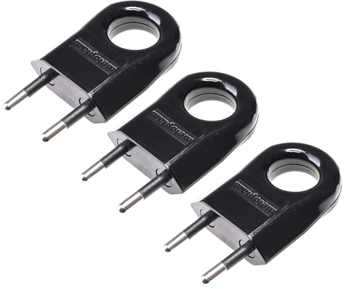 Flachstecker mit Rundem Loch, Schuko Stecker, 230V, 6A, Schwarz | Flach, Eurostecker, Europäische Flachstecker, 2-polig, 3 Stücke