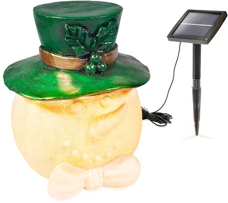 Esotec Solar Weihnachtsdeko Gartenfigur außen LED Schneemann Toni 102684 | Solar Schneemann Ø26x29cm, Warm-/Kaltweiß, 2700/5500K, bis 10 Std, 1,5m Kabel, externes Solarmodul, wechselbarer Akku, IP44