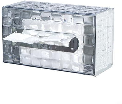 Hochwertige Taschentuchbox mit Gletscher-Muster, für Badezimmer-Dekor, Montagemöglichkeiten (transparentes Silber)