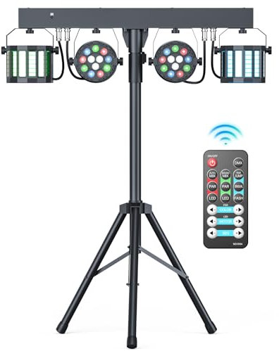GdjRttk 60 W Set luce palco faretto par LED con supporto e telecomando, Derby luci DJ RGBW DMX512 luce da discoteca per festa, matrimoni, KTV, concerti, halloween