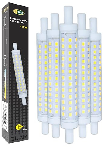 CLAR - Lampada LED R7S 118mm, Alogena LED 118mm, 12W (Pack 5)