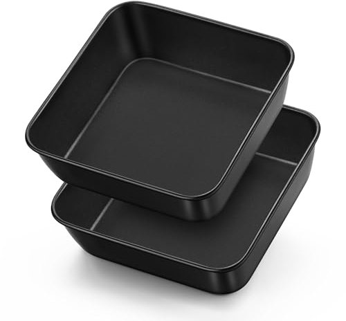 Onader Quadratische Auflaufform 2er Set, Edelstahl Eckig Kuchenform Backform mit Antihaftbeschichtung, Ideal für Kuchen/Brownie/Lasagne, Gesund & Leicht zu reinige – 15,9 x 15,9 x 5cm