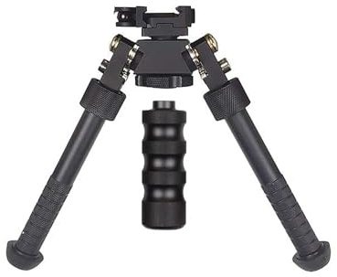 ProWildGear 360 Degree Rotation Aluminum Alloy Bipod Adjustable Extension Quick Detach Picatinny 21mm Rail Mount with Spikes with Metal Foregrip