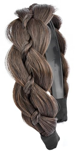 GLEDOLA Wide Braid Braided Stirnband mit Zähnen Synthetische Haarband für Mädchen Frauen (Kupfer Braun, Weit)