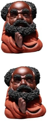 IMIKEYA 2 STK Dharma Dekorative Skulptur Zen-gartenzubehör Dekoration Für Zuhause Spirituelles Buddha-blumentopf Buddha-Statue Zen-gartendekoration Teehaustier Kunst Ton Orange