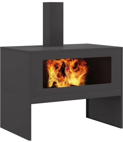 vidaXL Focolare Nero 80 x 50 x 96 cm Acciaio Laminato a Freddo, Focolare da Giardino e Terrazza, Calore Perfetto per Incontro all'Aperto, Robusto in Acciaio per Momenti di Relax